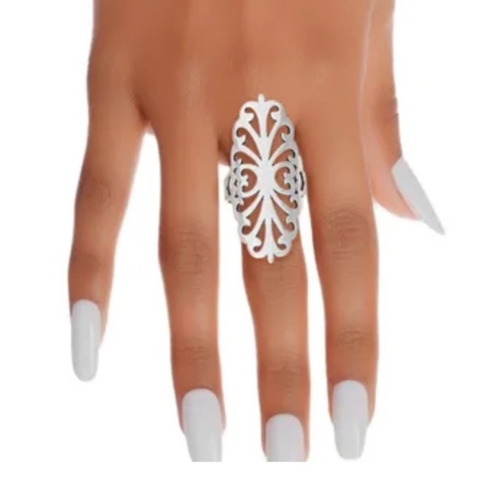 Fashion Elegant Stainless Steel Filigree Ring Womans S 6